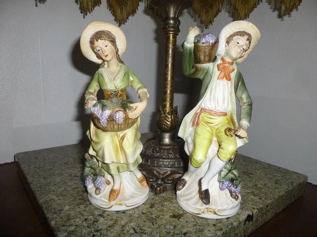 Figurine Couple with Baskets of Grapes - Vintage/Antique