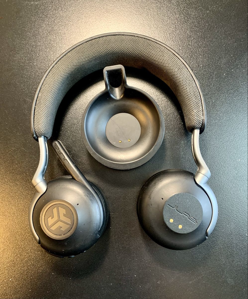 JLab Epic Work ANC Wireless on-Ear Headset, Smart Noise Cancellation, Multipoint Connect, Charging hub, Black