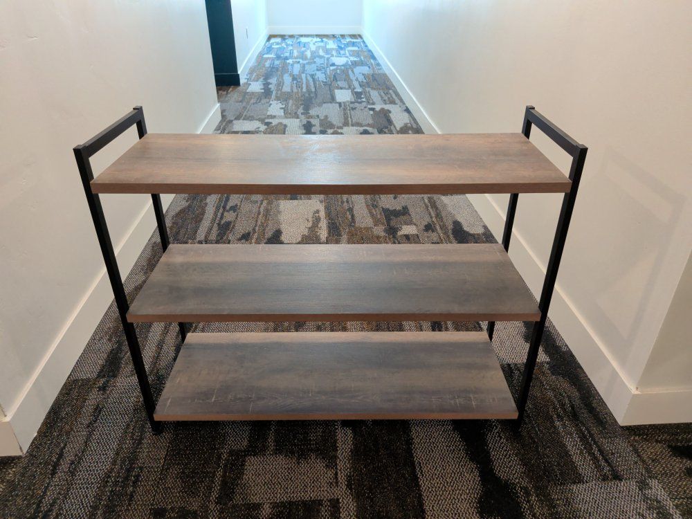 Industrial Style 3-Tier Entryway Shoe Rack Storage Shelf - Wood & Metal