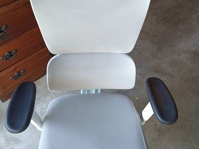 White Mesh Ergonomic Office Desk Chair with Headrest and Lumbar Support