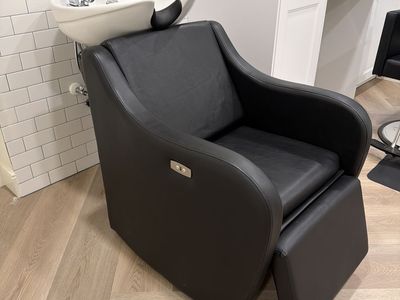 Black Reclining Salon Chair with Shampoo Bowl and Footrest - Excellent Condition