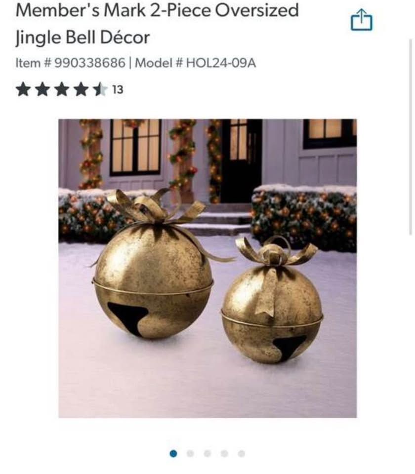 2 Piece Oversized Jingle Bell Decor