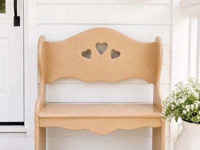 Vintage Handmade Wood Cottage Style Nutmeg Porch Decorative Bench