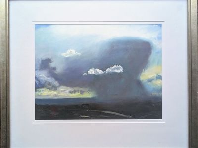 Dramatic Stormy Landscape, Oil on Board, Steven Fossen, Framed