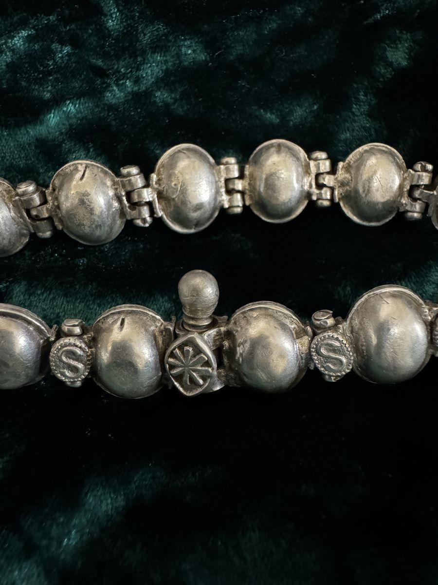 Antique or Vintage Traditional Indian 925 Sterling Silver Badam Kada Anklet - Single