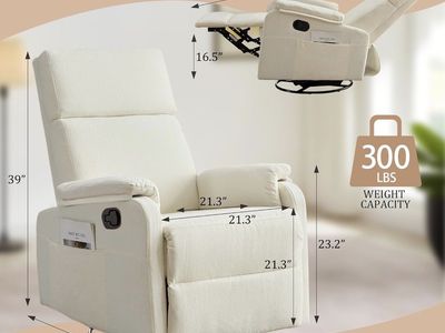 New Korser Swivel Rocker Recliner Chair – Beige Chenille