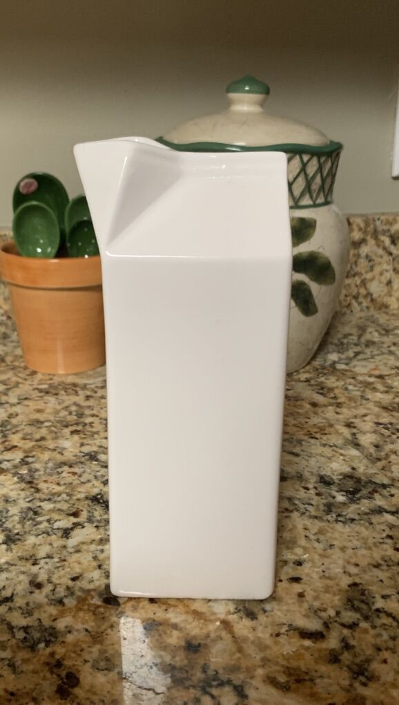 Fun White Porcelain Milk Carton Pitcher
