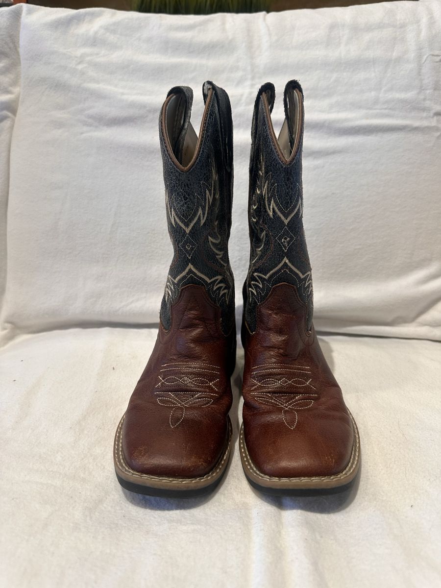 Old West youth size 1 brown/gray western boots