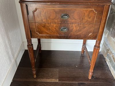 Antique Kenmore Dark Green Cast Iron Sewing Machine & Cabinet