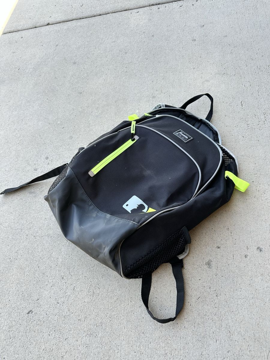 Franklin Sports MLB Baseball Bat Backpack Bag Black/Grey with Lime Green Accents