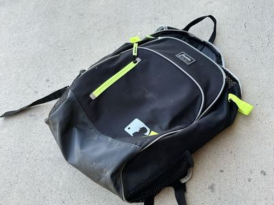 Franklin Sports MLB Baseball Bat Backpack Bag Black/Grey with Lime Green Accents