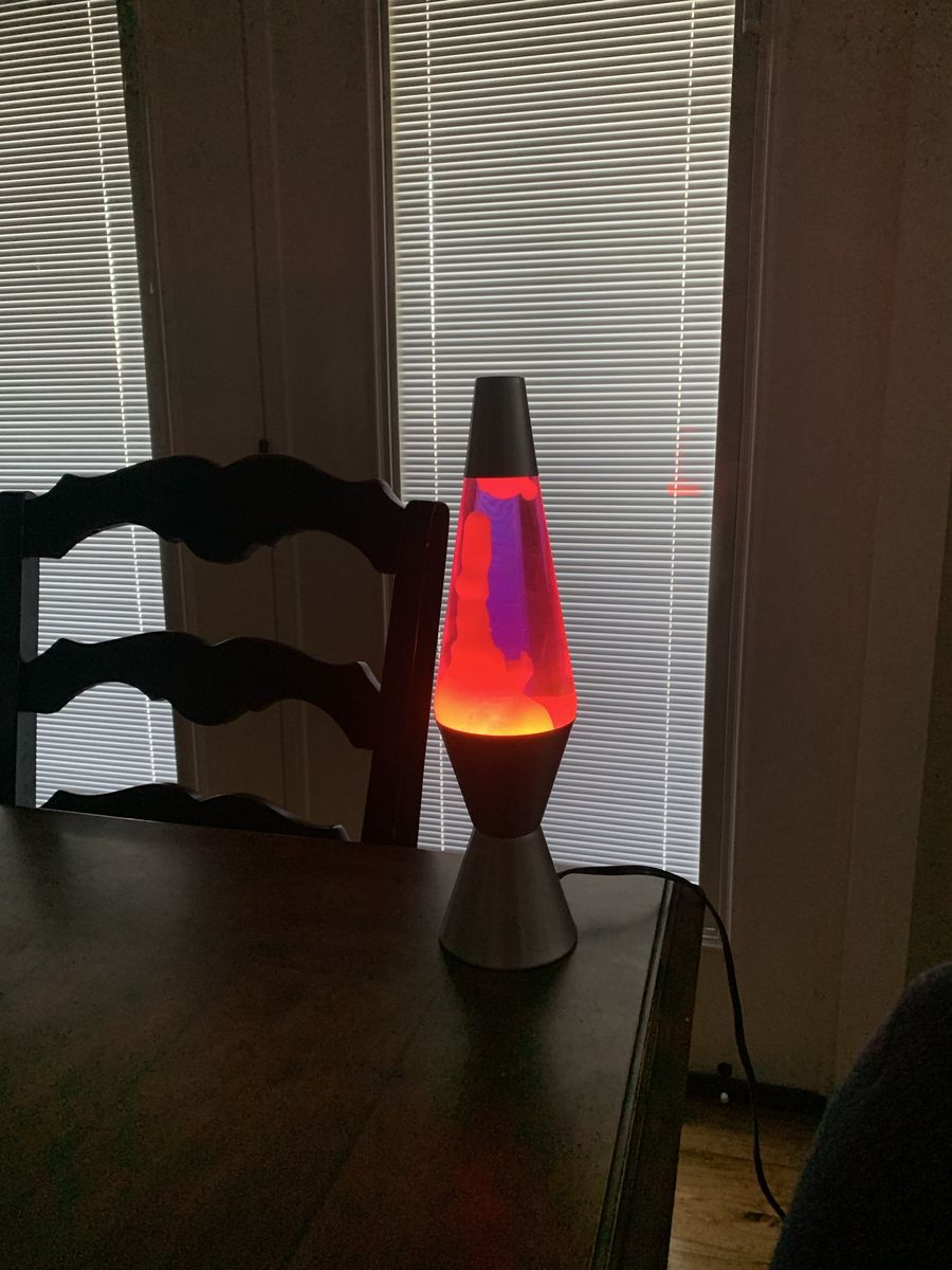 Classic Lava Motion Lamp Silver Base Red Wax Purple Liquid Night Light