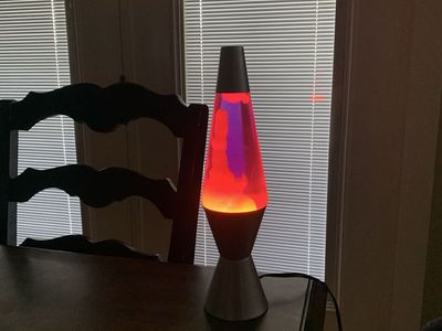 Classic Lava Motion Lamp Silver Base Red Wax Purple Liquid Night Light