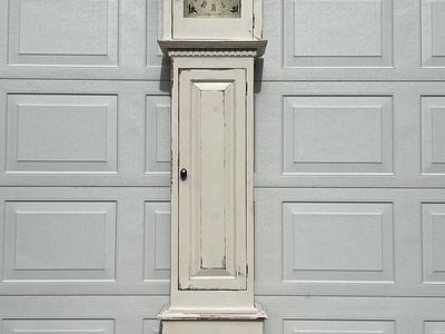 Tall Distressed Farmhouse Grandfather Clock Cabinet Storage