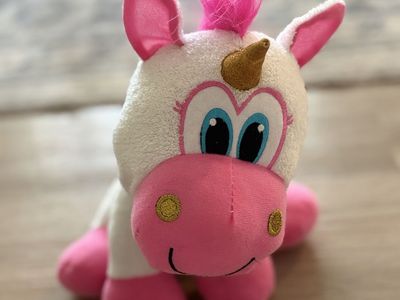 Cute Pink and White Plush Unicorn Stuffed Animal Toy