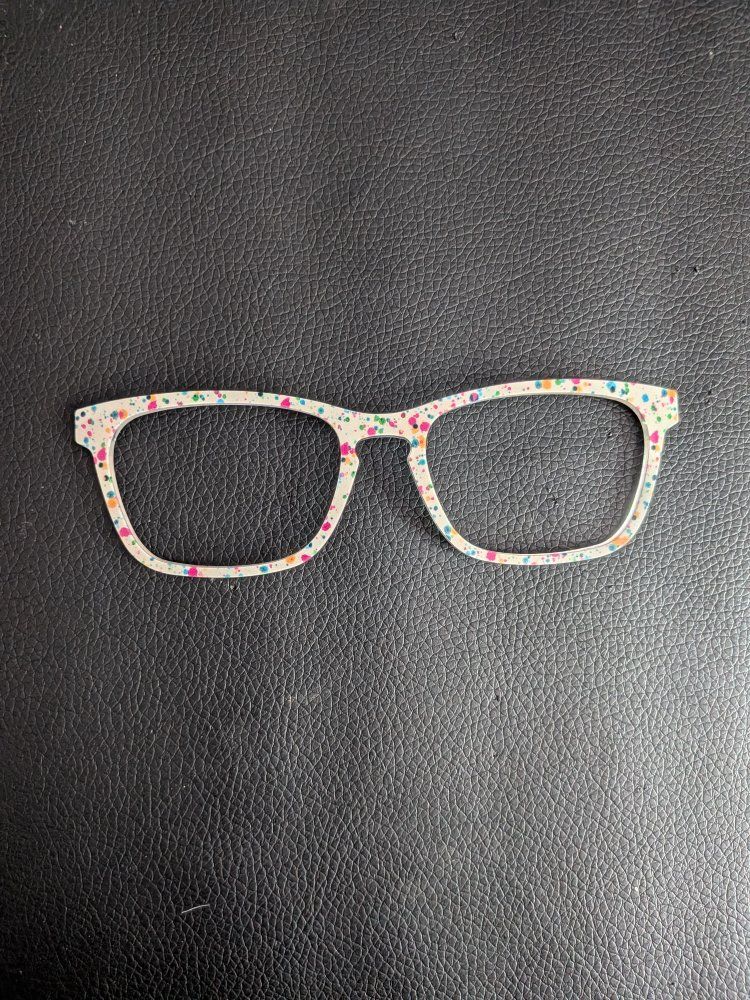 Funky White Eyeglass Frames Toppers with Colorful Speckles. Made for Pair Eyewear the Casper