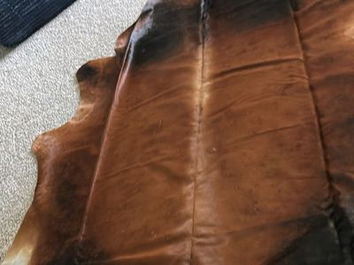 Cowhide Rug - Genuine Hair-on Hide, Natural Brown & Black Pattern, Unique Shape Area Rug