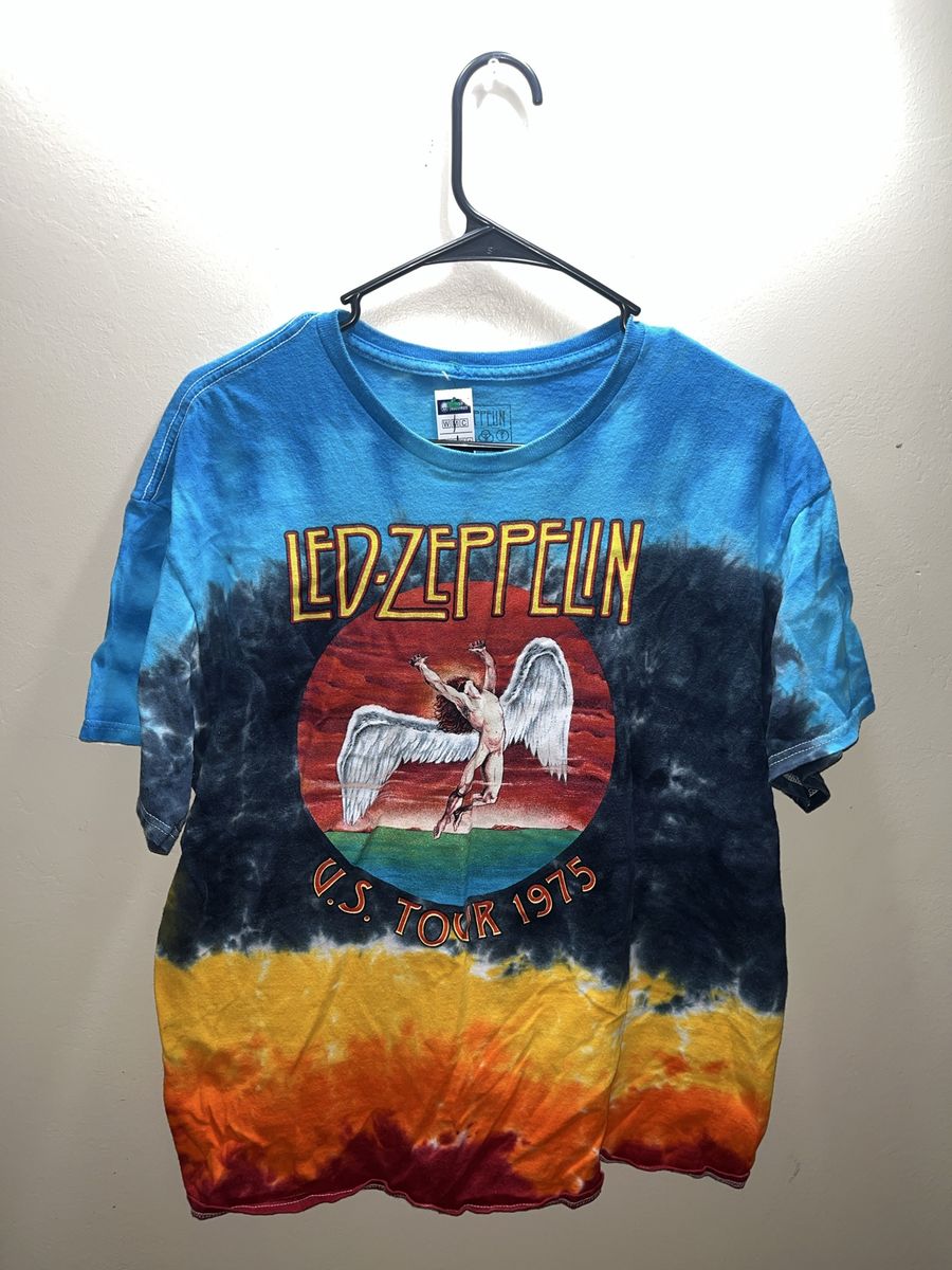 Graphic T-Shirts Bundle - Planet Strange Pink Cat Shirt & Led Zeppelin 1975 Tie-Dye