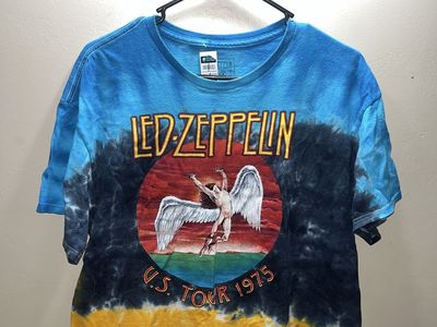 Graphic T-Shirts Bundle - Planet Strange Pink Cat Shirt & Led Zeppelin 1975 Tie-Dye