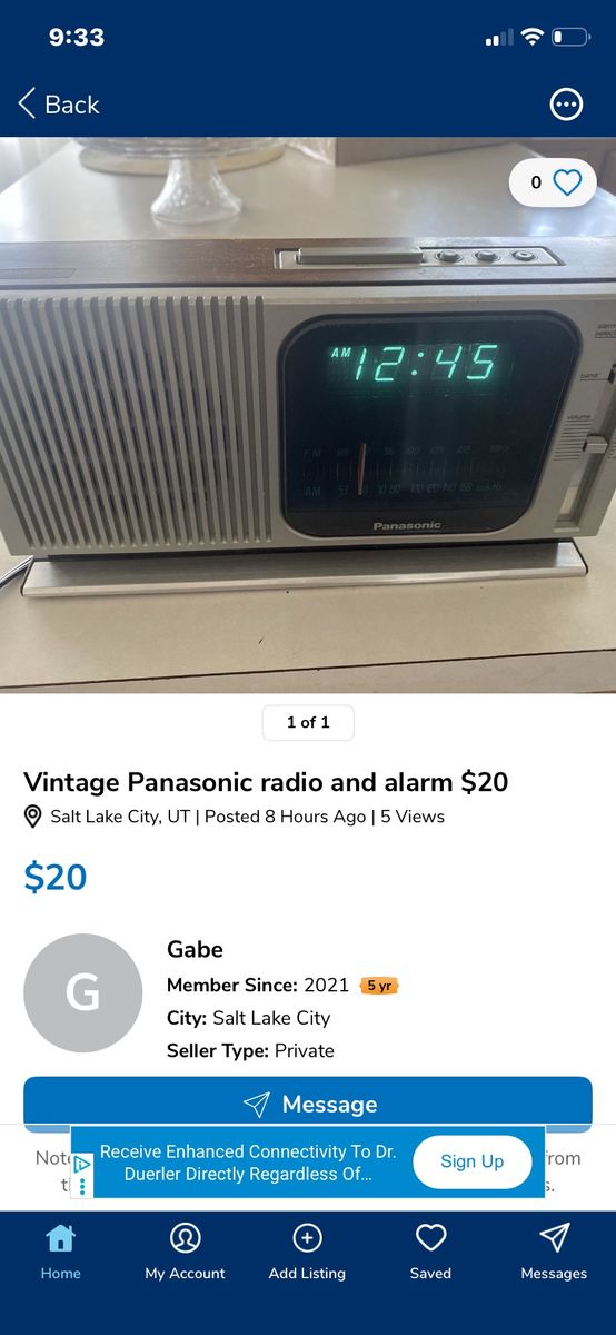 Vintage Panasonic AM/FM Radio & Alarm Clock with Digital Display - Retro Home Audio