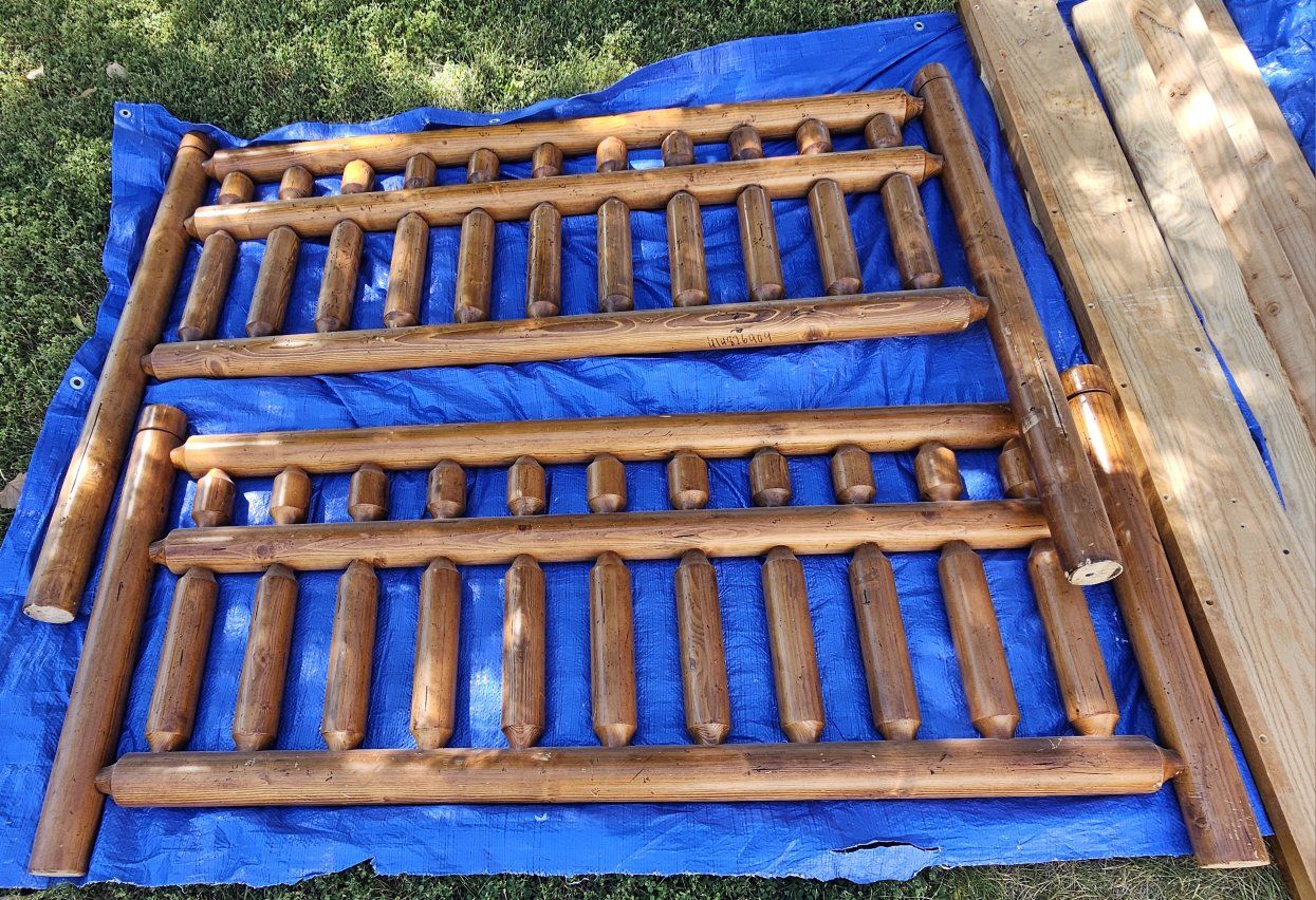 Log Cabin Style Wood Queen Bed Frame
