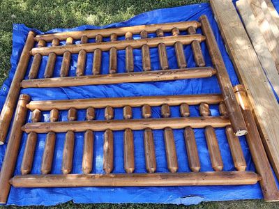 Log Cabin Style Wood Queen Bed Frame
