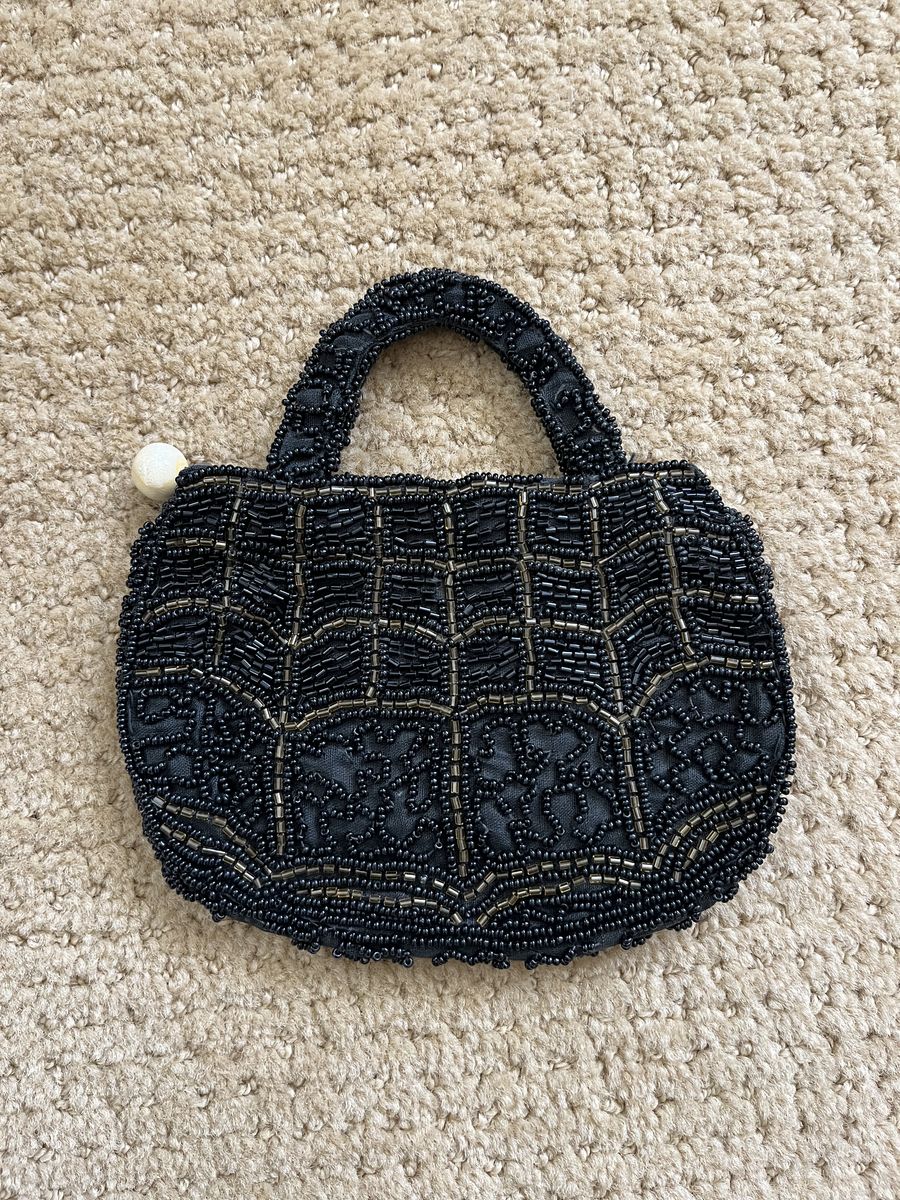 Black Beaded Purse - Antique/Vintage