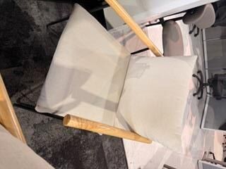 Beige Chairs with Wooden Arms