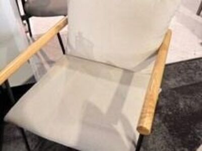 Beige Chairs with Wooden Arms