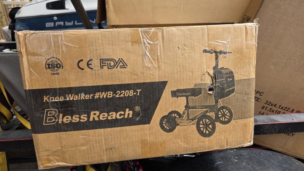 Bless Reach WB-2208-T All Terrain Steerable Knee Scooter for Ankle & Foot Recovery - Black