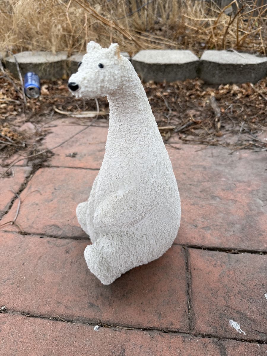 Decorative Polar Bear Figurine Statue Textured White 14 Inch