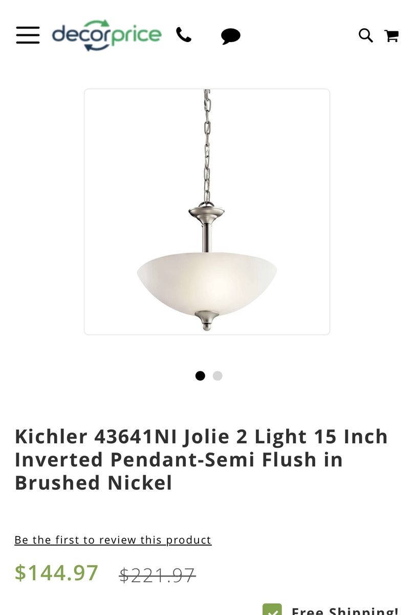 2x Richler 43641NI Jolie 2 Light 15" MRSP$289