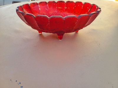 Vintage Indiana GlassbRed Oval Center Bowl