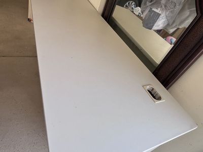 Spacious Light Grey Desk with Cable Management Grommets - Ideal for Home Office or Workspace
