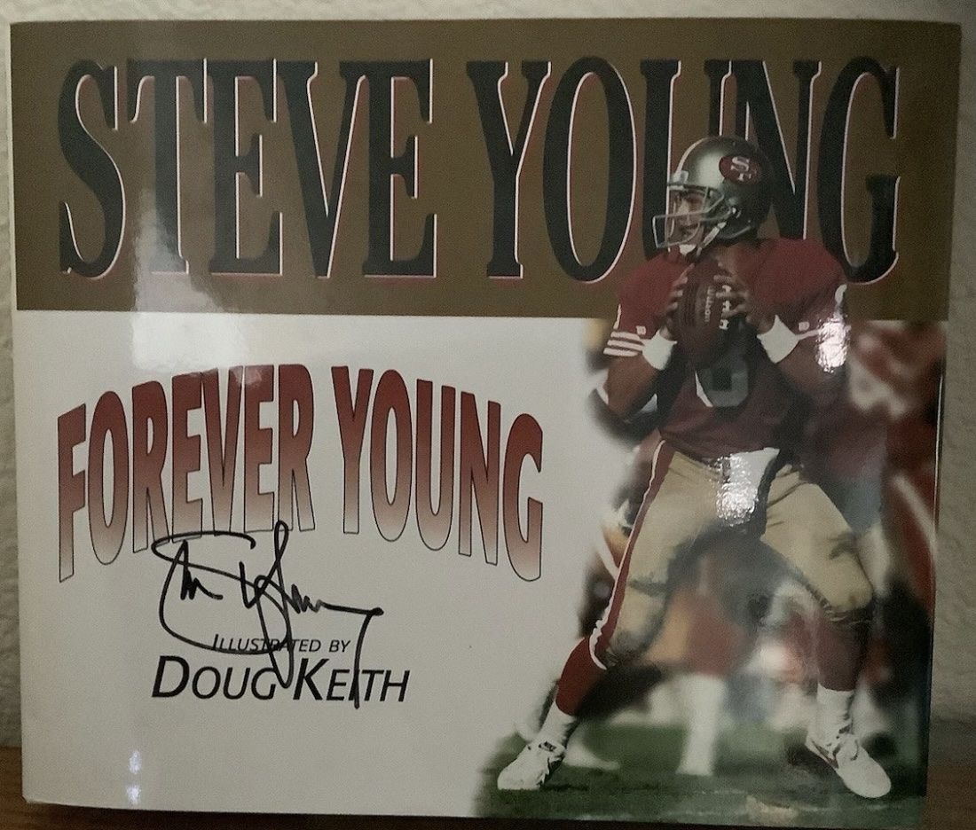 Autograph NFL San Francisco 49ers Steve Young Forever Young Book Set with CD and Ski Classic Booklet Hand Signed in person 
