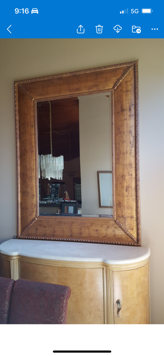 Large Wooden Gold-Leaf Mirror