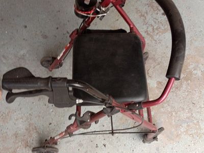 Red Mobility Walker with Seat - Adult Rollator with Brakes & Adjustable Handles