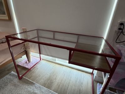 Red Glass Top Desk