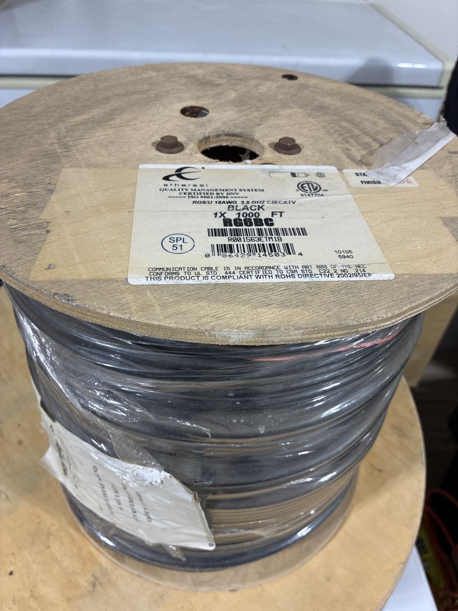 Coax Cable New 1000 Ft. Roll RG6-U 18 AWG.