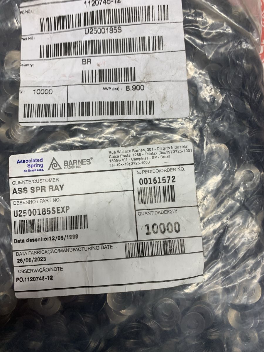 Associated Spring Barnes U2500185SEXP Washers Qty 10000