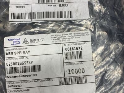Associated Spring Barnes U2500185SEXP Washers Qty 10000