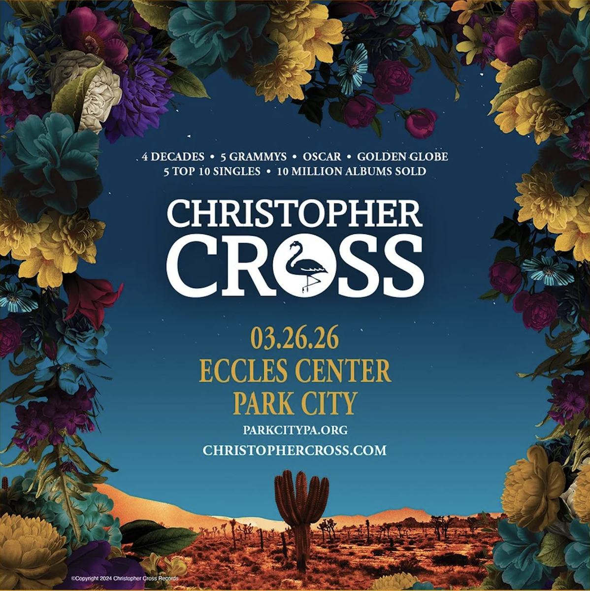 Christopher Cross 2 tix. Today in Park City