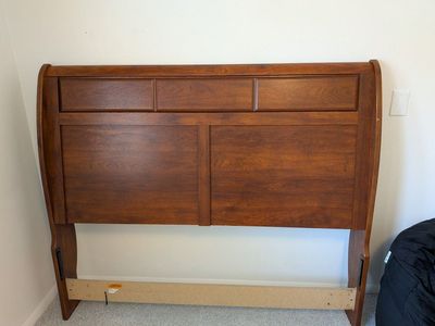 Wooden Queen Headboard - Rich Brown Finish, Classic Design