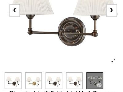 Hudson Valley Classic No.1 MDS102 2-Light Wall Sconce w/ Linen Shades - Dimmable, Hardwire