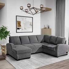Coddle Aria Sleeper Sectional with Reversible Chaise and Storage Gray 1752769 #106794