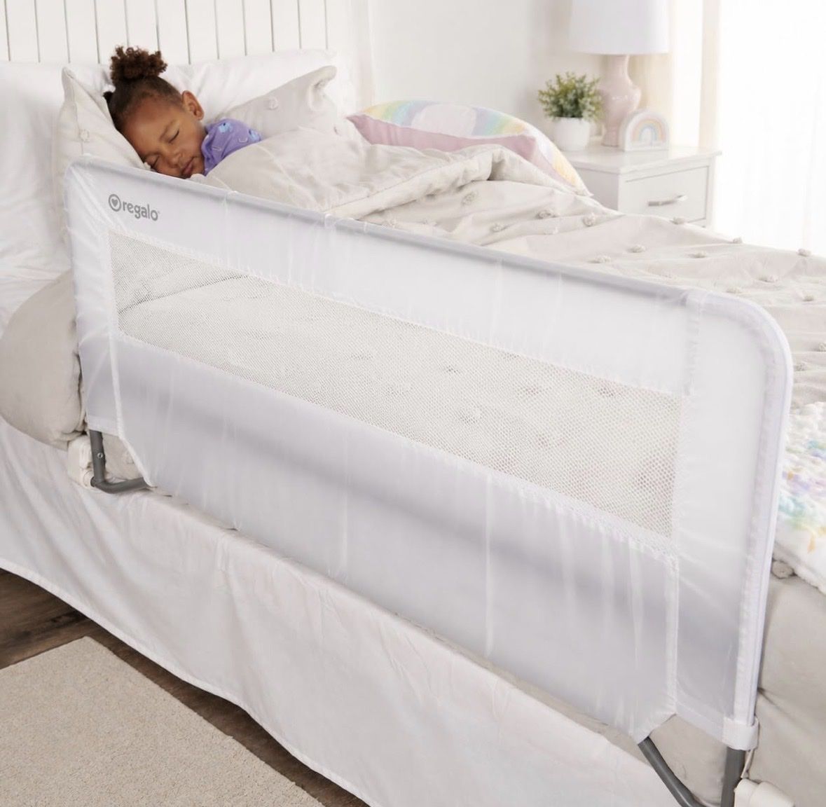 Swing Down White Mesh Bed Rail - 43" Length, 20" Height, Fits most bed sizes