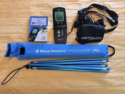 Ortovox S1+ Avalanche Transceiver Beacon & Black Diamond Super Tour Probe 265 Set , plus carrying case