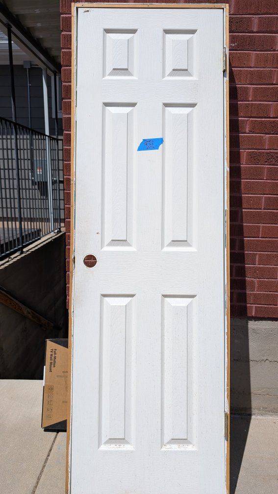 White Six-Panel Interior Framed Door - 78 1/4" x 23 3/4" - Pre-drilled for Knob