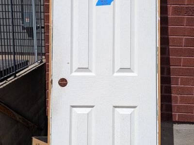 White Six-Panel Interior Framed Door - 78 1/4" x 23 3/4" - Pre-drilled for Knob