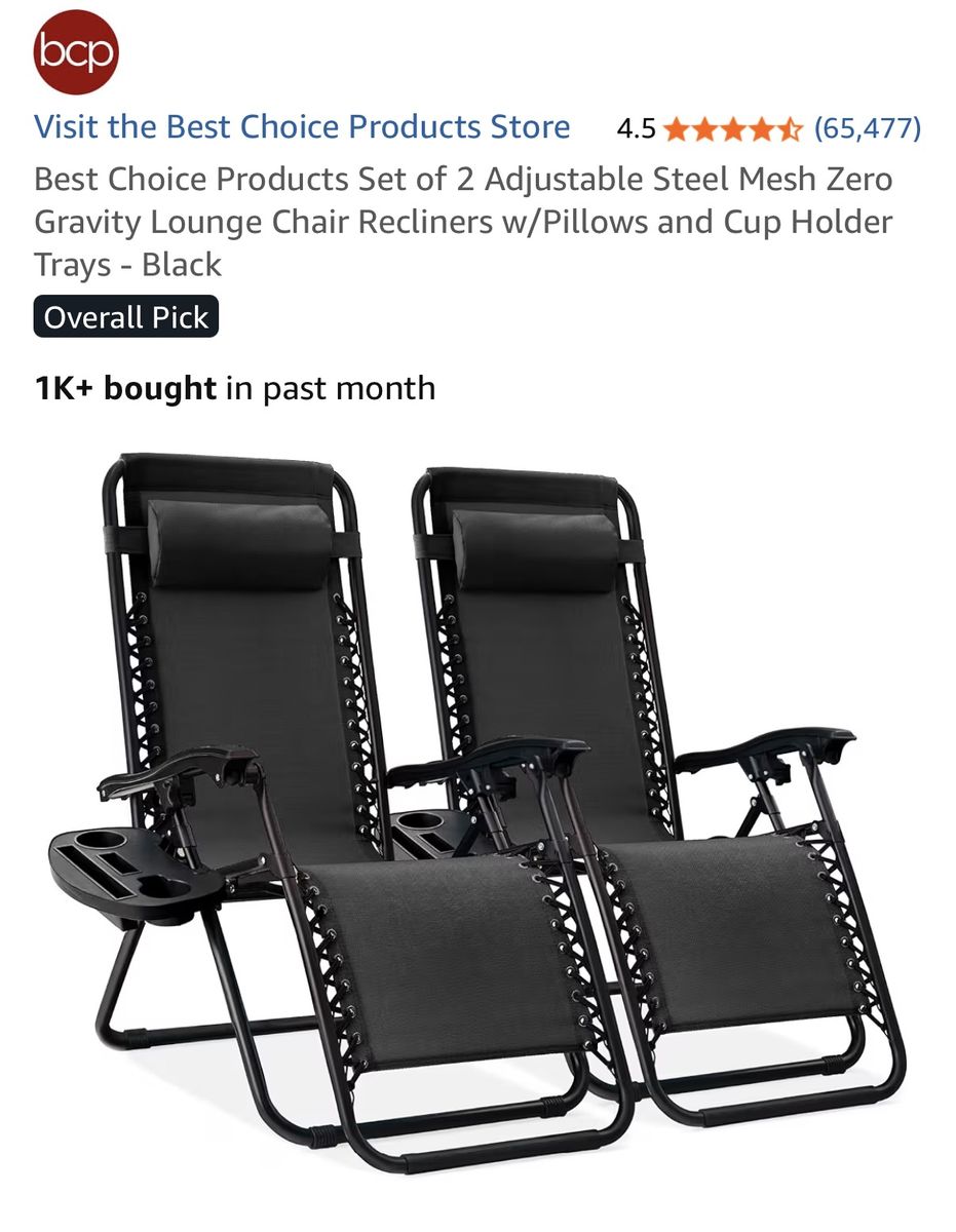 NEW IN BOX adjustable recliner zero gravity camping chairs